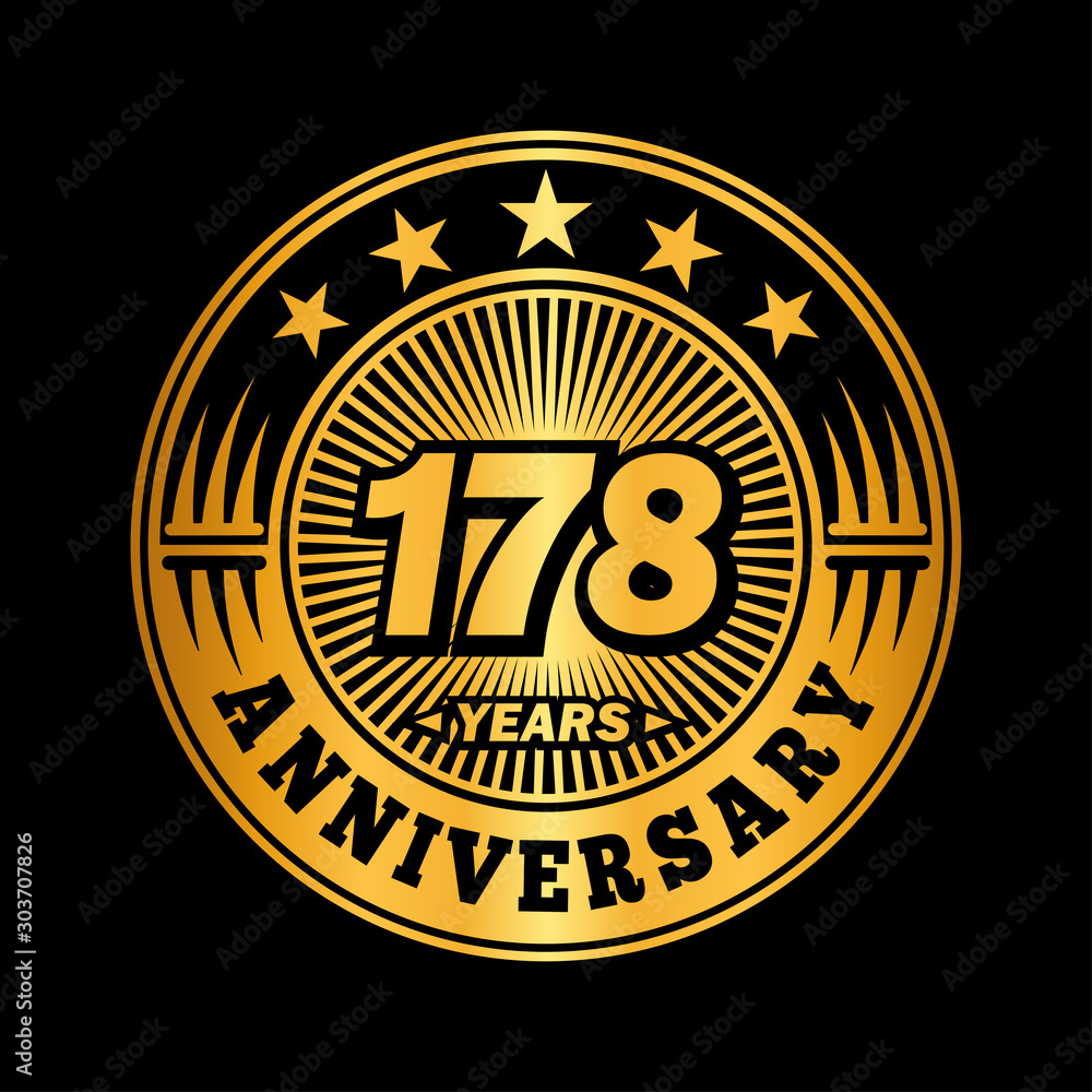 178 years anniversary celebration logo design. Vector and illustration.