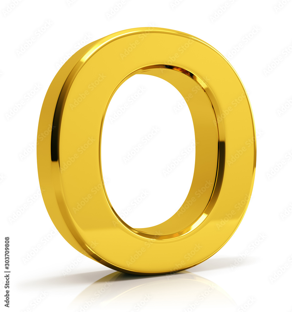 O letter 3d render. Golden letter O isolated on white background. O letter 3d render. Golden letter O isolated on white background.