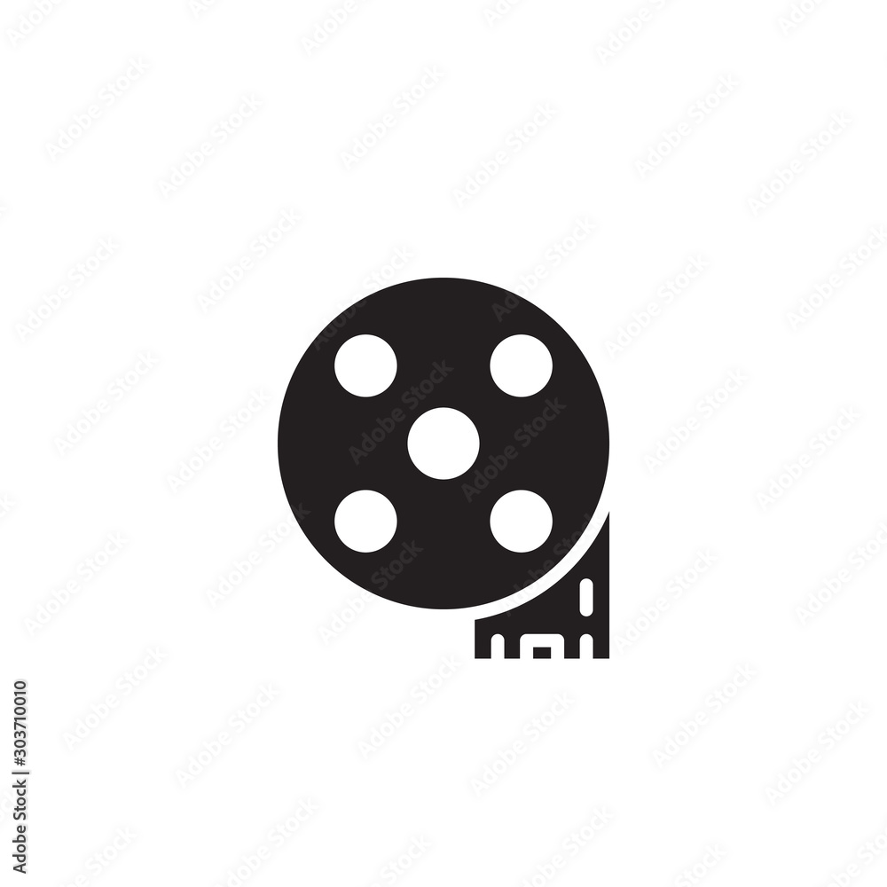 flat black glyph film reel icon. Logo element illustration. film reel design. vector eps 10 . film reel concept. Can be used in web and mobile . flat black glyph film reel icon. Logo element illustration. film reel design. vector eps 10 . film reel concept. Can be used in web and mobile .