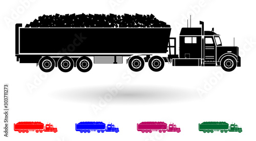 Detailed multi color stone transporting truck illustration