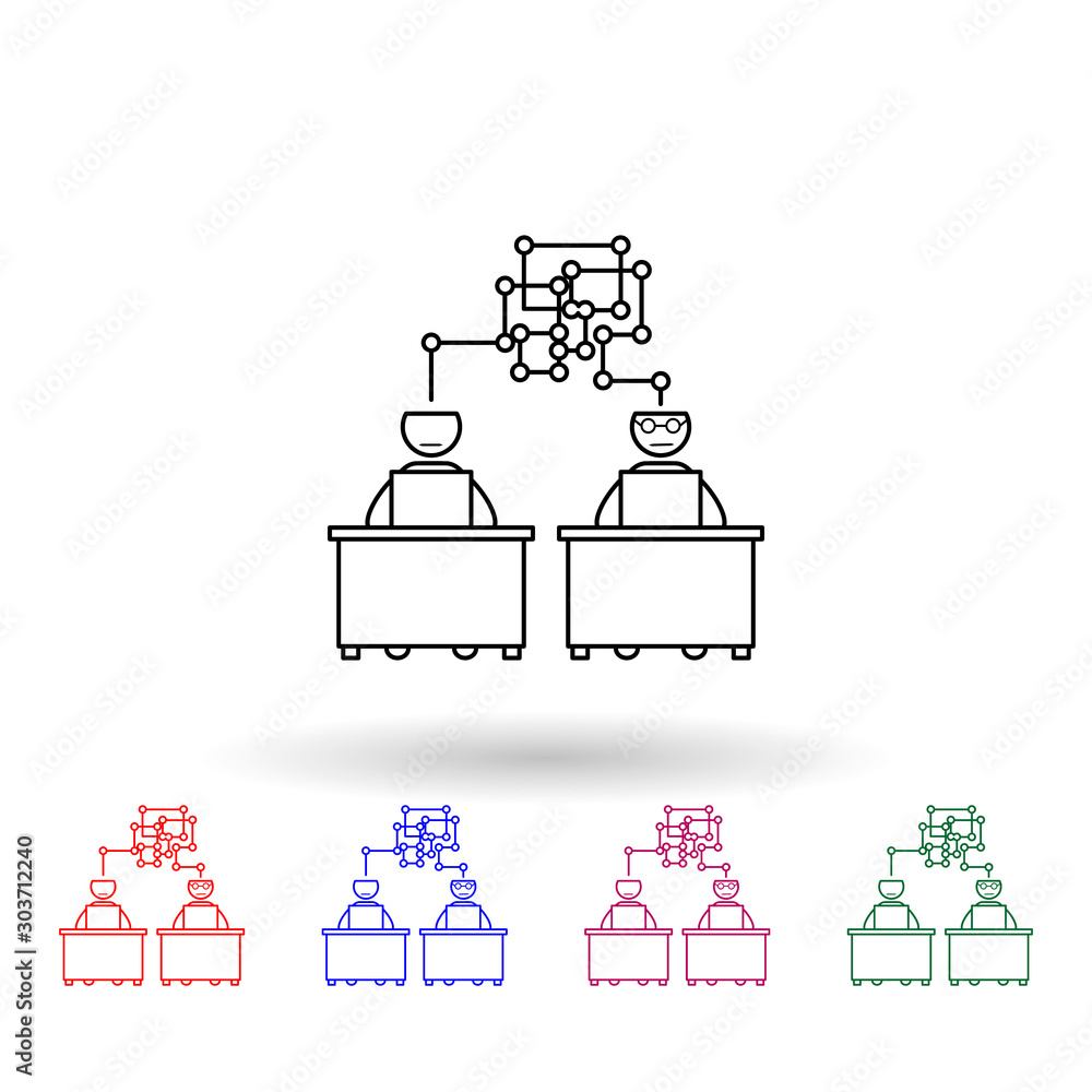 Bad communication with colleague multi color icon. Simple thin line, outline vector of colleague and business partners icons for ui and ux, website or mobile application
