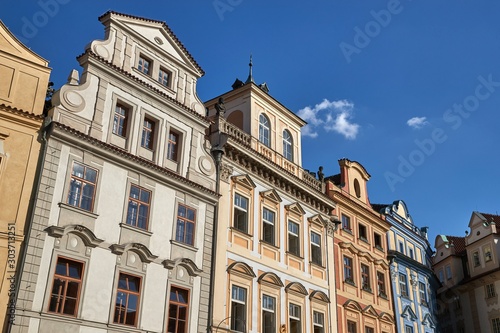 Buildings in an urban street of Prague