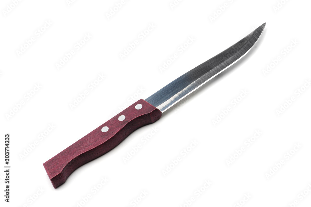 Knife with a wooden handle on a white background Knife with a wooden handle on a white background
