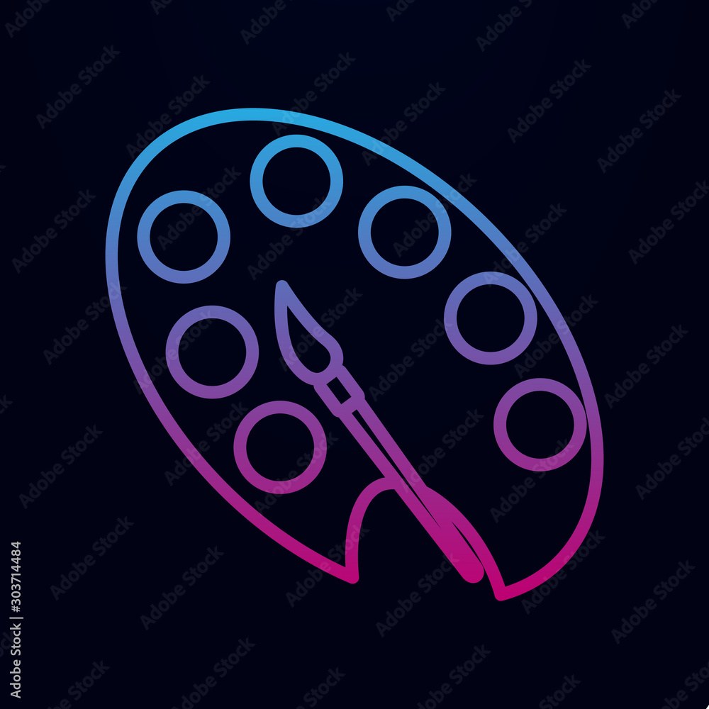 Paint brush with palette nolan icon. Simple thin line, outline vector of education icons for ui and ux, website or mobile application Paint brush with palette nolan icon. Simple thin line, outline vector of education icons for ui and ux, website or mobile application