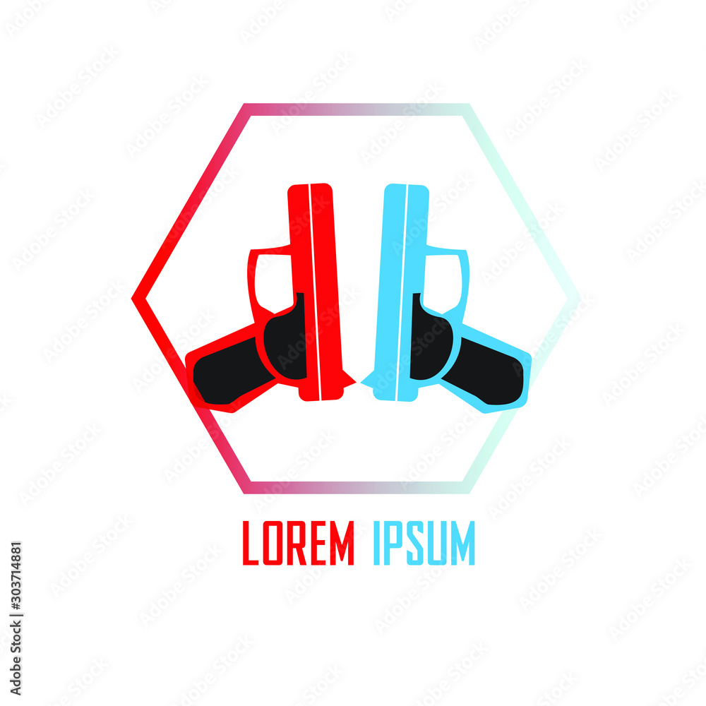 Fast Pistol Logo. Gun Logo With Motion Effect Fast Pistol Logo. Gun Logo With Motion Effect