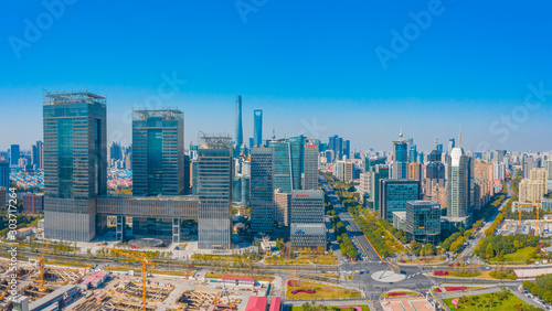 Canvas Print City Skyline of Pudong New Area, Shanghai, China