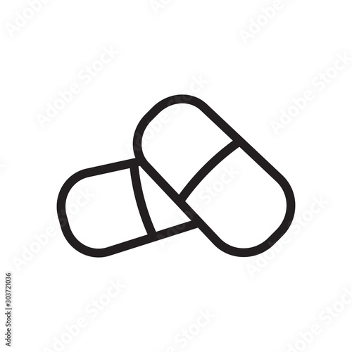 flat line capsule medical icon. Logo element illustration. capsule medical design. vector eps 10 . capsule medical concept. Can be used in web and mobile . trendy simple style. thickness can be adjust