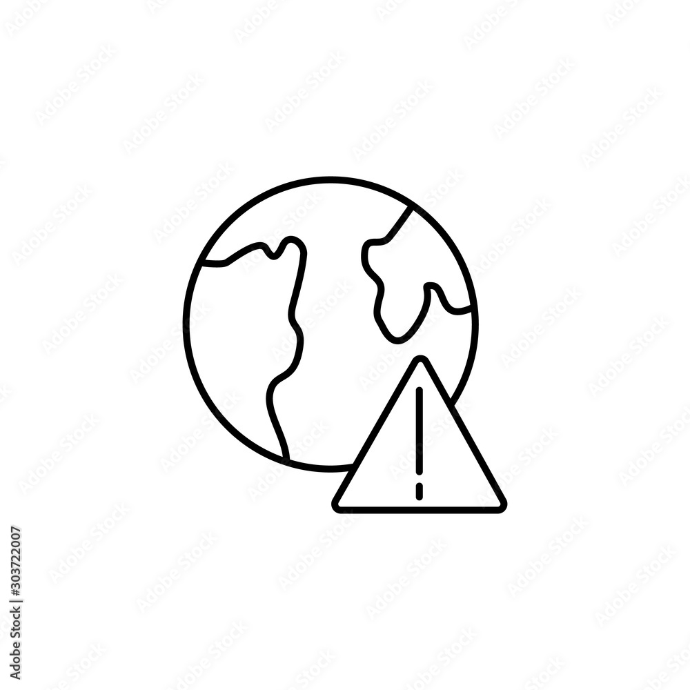 Warning icon. Simple line, outline vector of globe icons for ui and ux, website or mobile application Warning icon. Simple line, outline vector of globe icons for ui and ux, website or mobile application