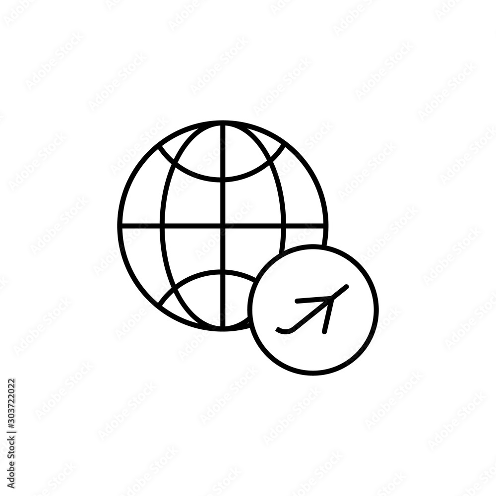 Airplane icon. Simple line, outline vector of globe icons for ui and ux, website or mobile application Airplane icon. Simple line, outline vector of globe icons for ui and ux, website or mobile application