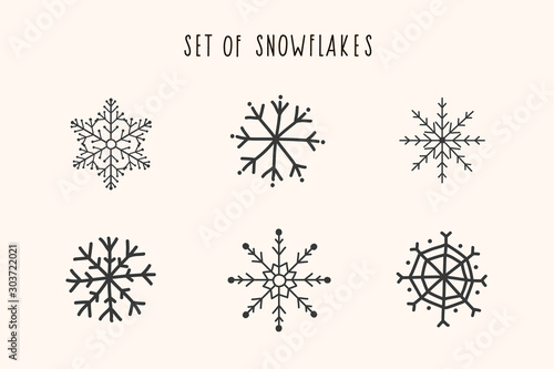 Set of snowflakes. Vector illustration of snowflakes. Stock Vector Graphics