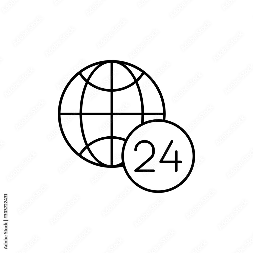 Time icon. Simple line, outline vector of globe icons for ui and ux, website or mobile application Time icon. Simple line, outline vector of globe icons for ui and ux, website or mobile application