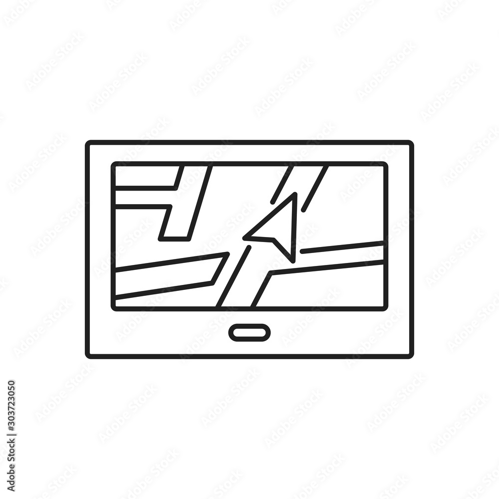 Direction tablet map icon. Simple line, outline vector of navigation icons for ui and ux, website or mobile application Direction tablet map icon. Simple line, outline vector of navigation icons for ui and ux, website or mobile application