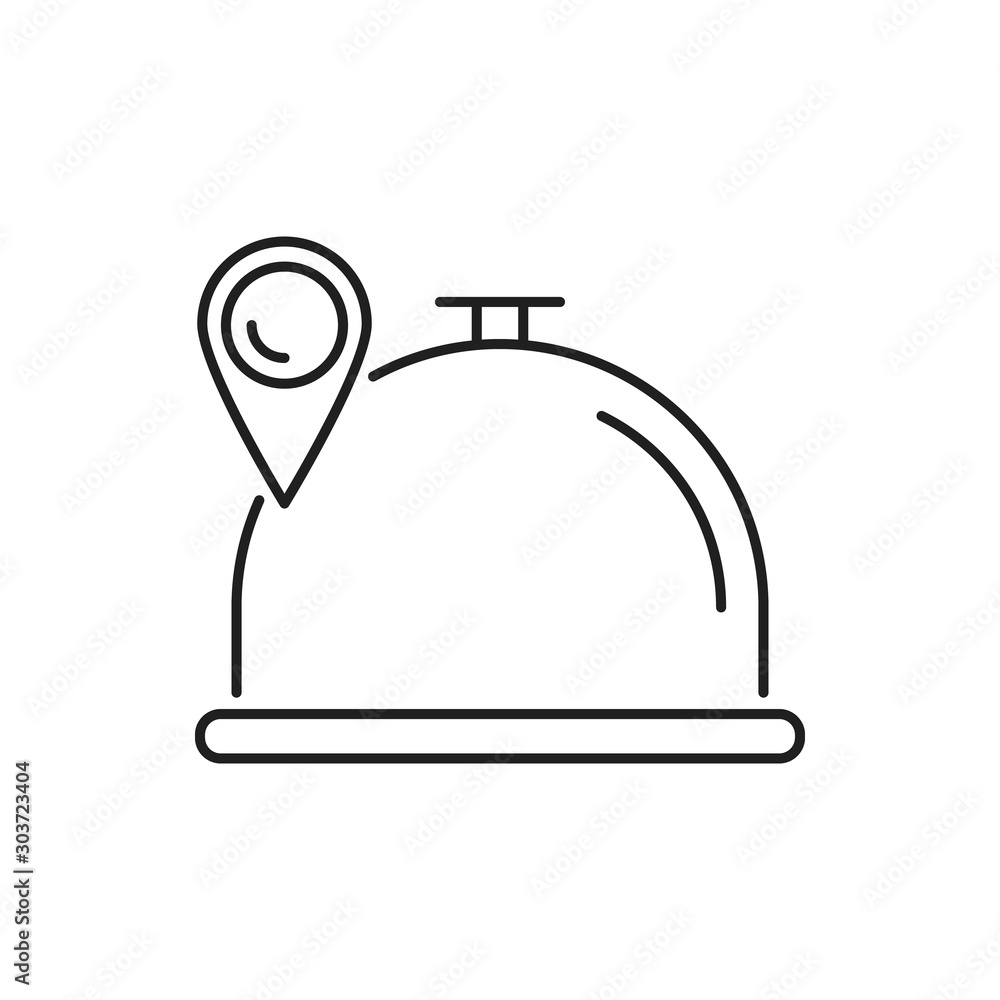 Fototapeta premium Direction pin tray restaurant icon. Simple line, outline vector of navigation icons for ui and ux, website or mobile application