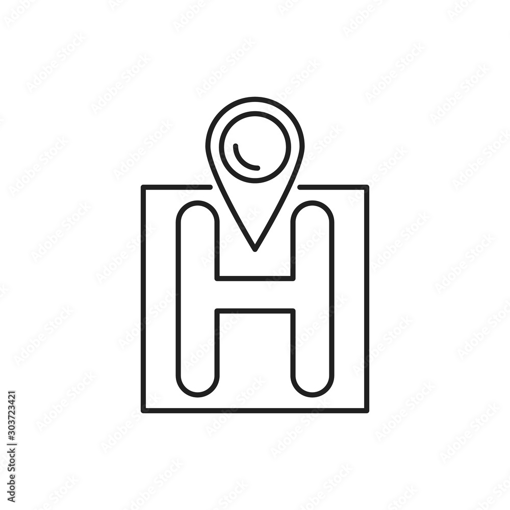 Direction pin bulb icon. Simple line, outline vector of navigation icons for ui and ux, website or mobile application Direction pin bulb icon. Simple line, outline vector of navigation icons for ui and ux, website or mobile application
