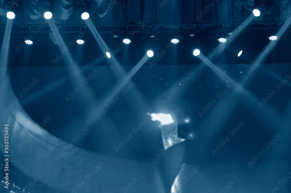 Stage lighting effect in the dark, close-up pictures