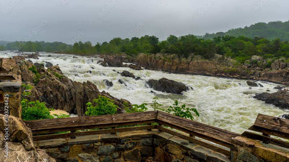 Great Falls National Park on a stormy overcast day