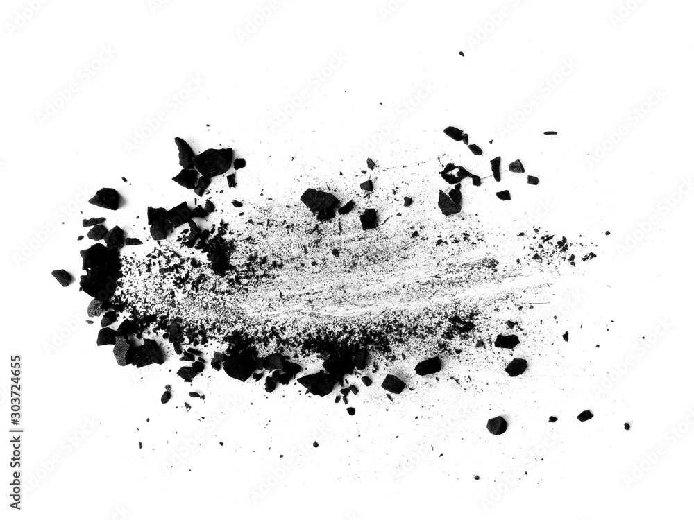 Black charcoal texture background. Black wood charcoal dust isolated on white background. Coal dust and wood charcoal. Black charcoal texture background. Black wood charcoal dust isolated on white background. Coal dust and wood charcoal.