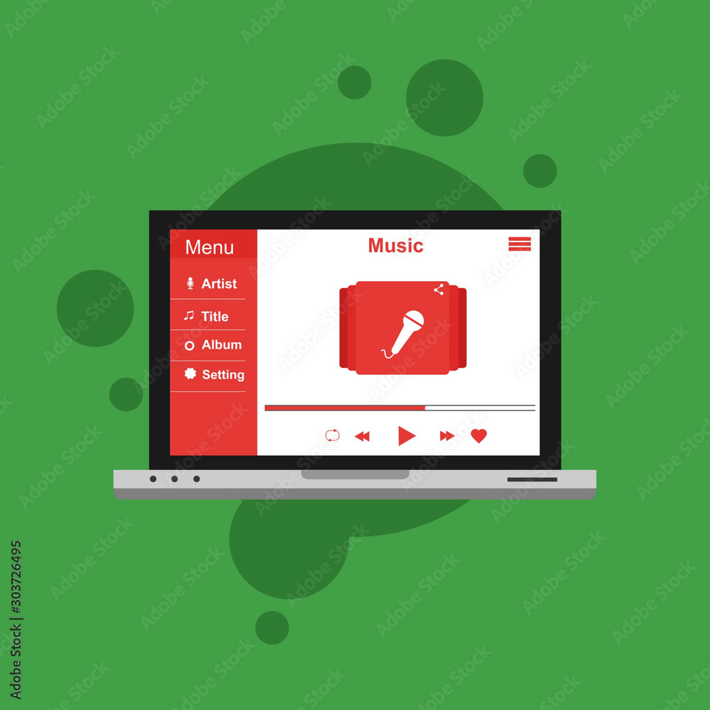 Music design. Online concept. Media illustration Music design. Online concept. Media illustration