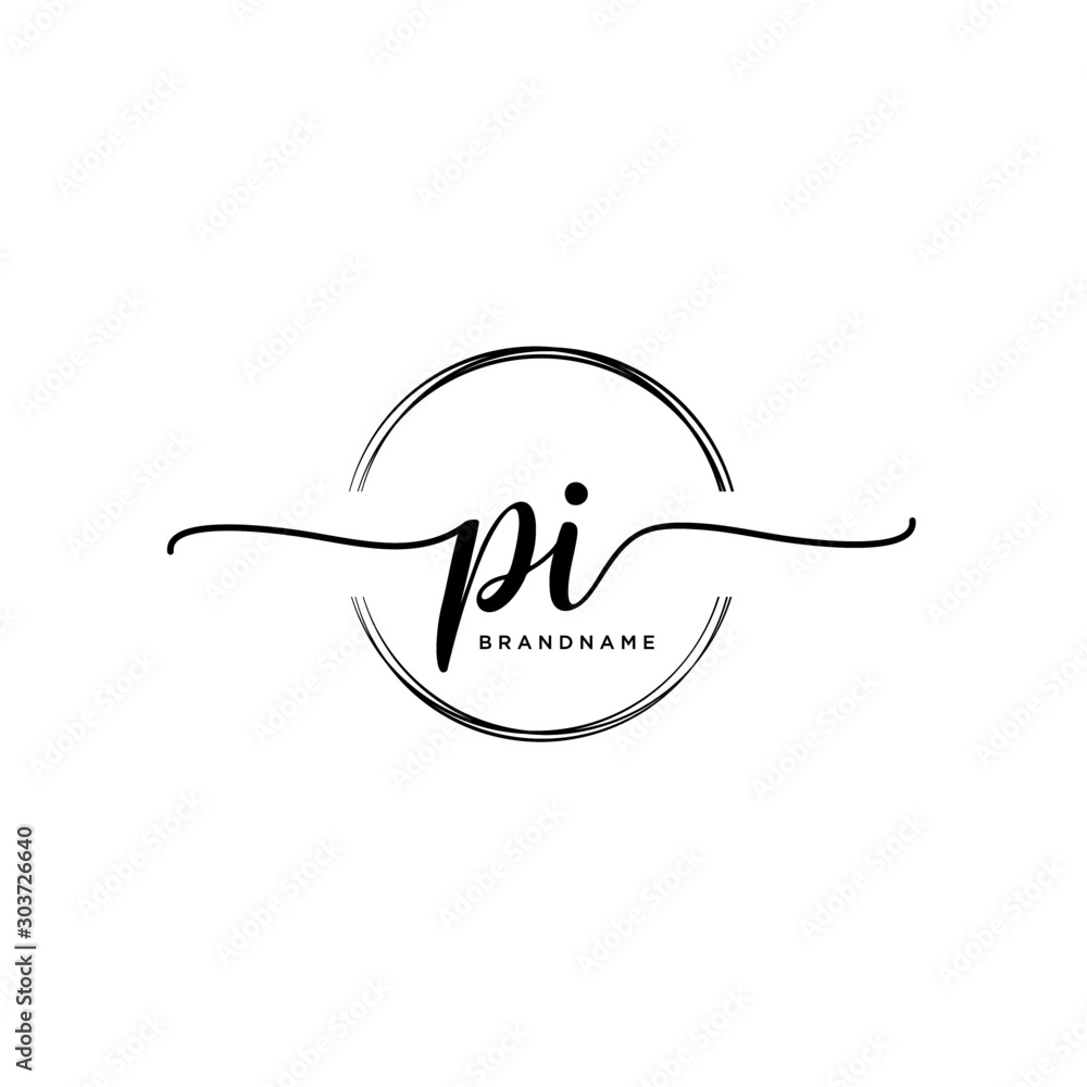 PI Initial handwriting logo with circle template vector. PI Initial handwriting logo with circle template vector.