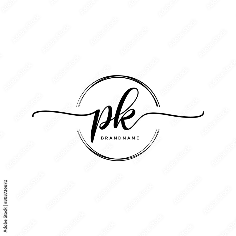 PK Initial handwriting logo with circle template vector. PK Initial handwriting logo with circle template vector.
