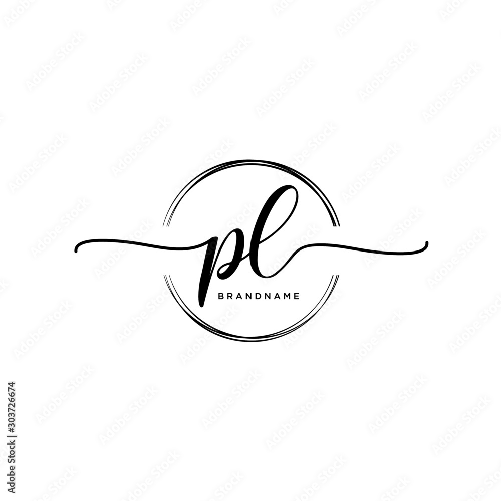 PL Initial handwriting logo with circle template vector. PL Initial handwriting logo with circle template vector.