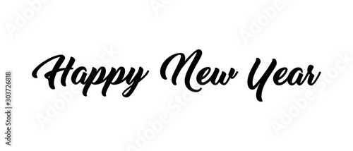 Happy new year calligraphic text for greeting card. Vector holiday design.