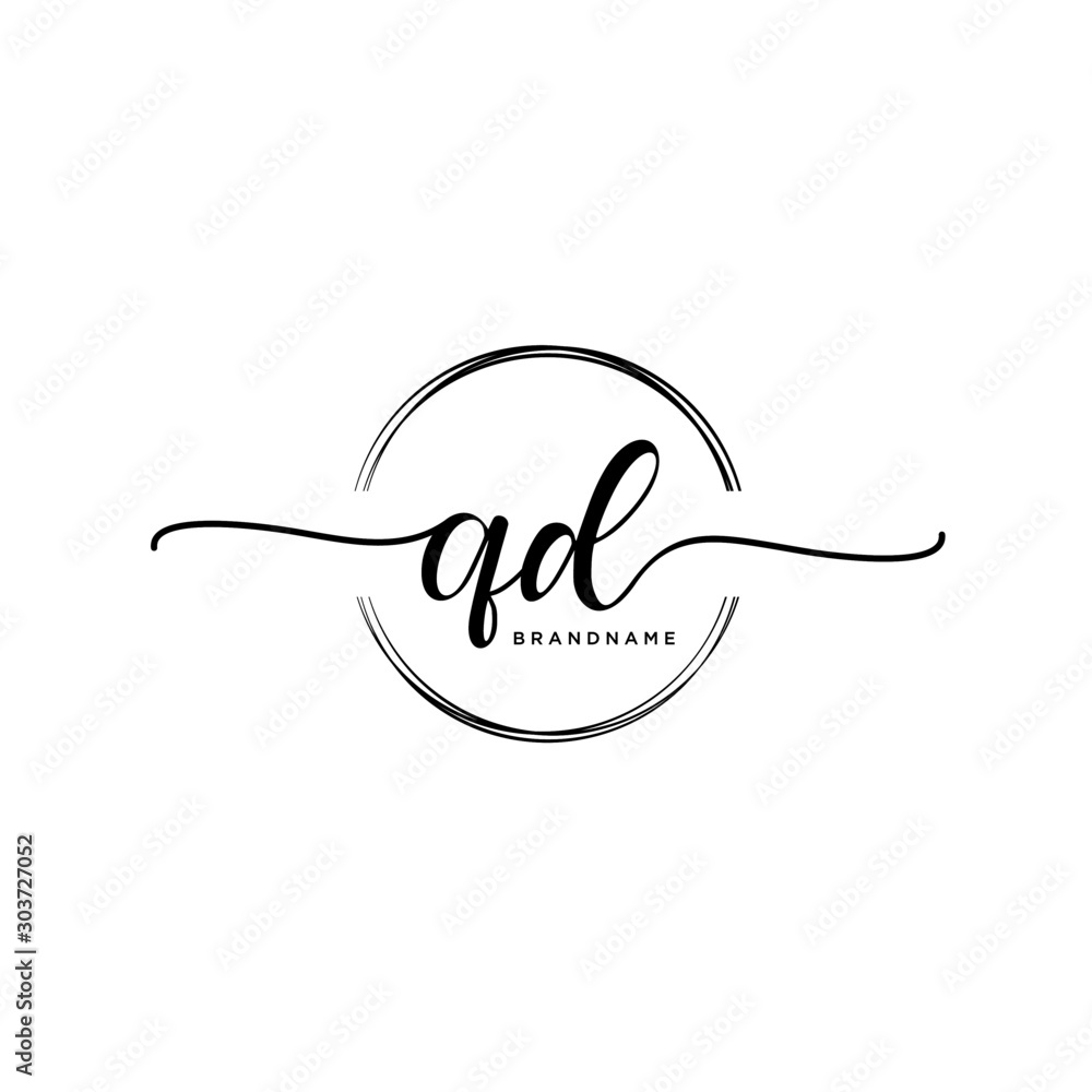 QD Initial handwriting logo with circle template vector. QD Initial handwriting logo with circle template vector.