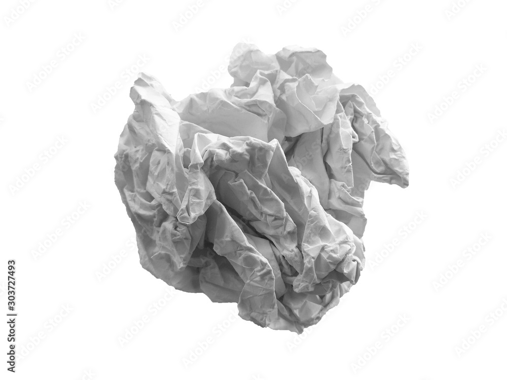 Crumpled paper ball isolated on white background. Crumpled paper texture. White crumpled paper texture for background. Crumpled paper ball isolated on white background. Crumpled paper texture. White crumpled paper texture for background.