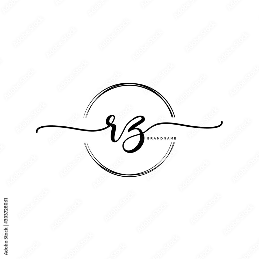 RZ Initial handwriting logo with circle template vector. RZ Initial handwriting logo with circle template vector.