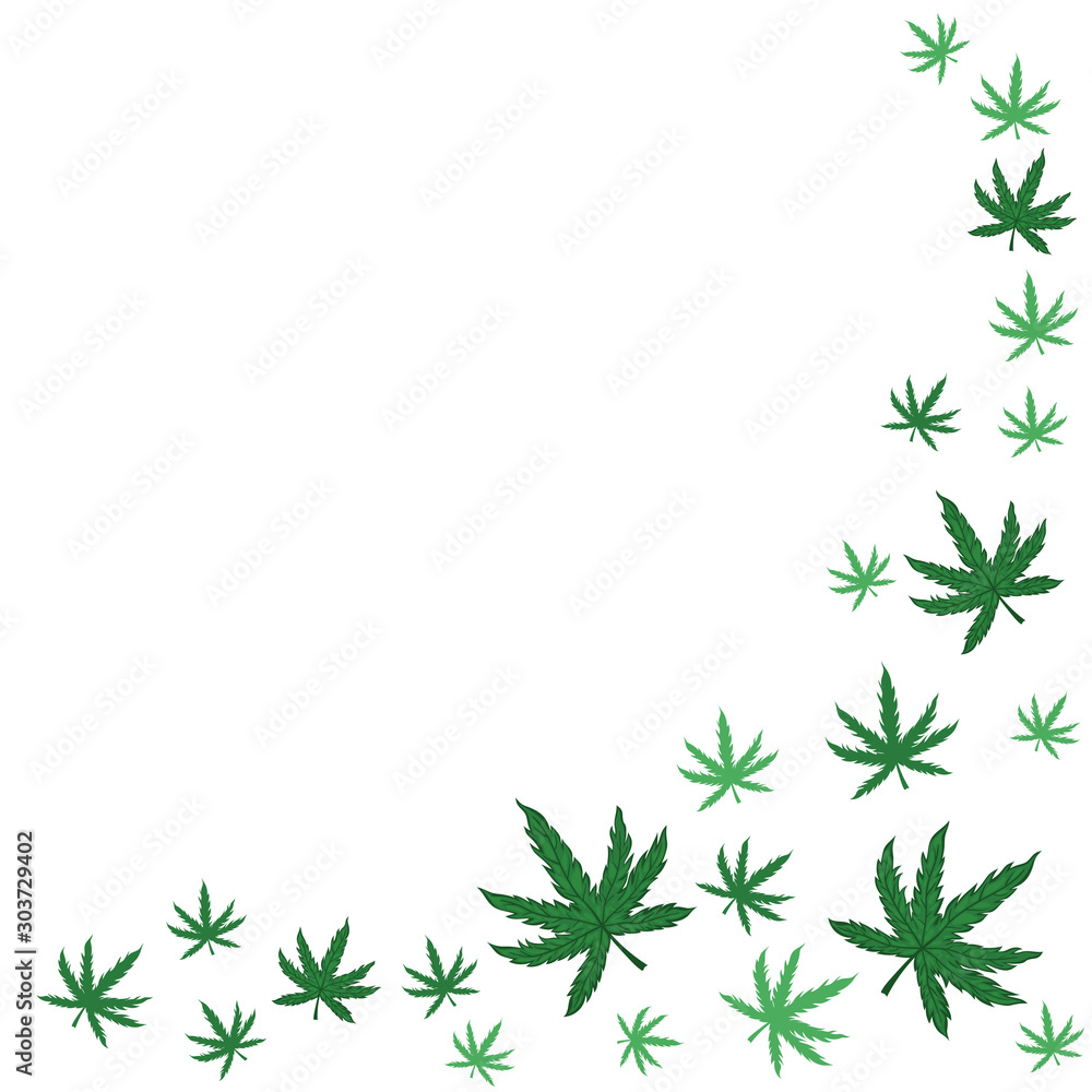 Frame with leaves of marijuana on a white background. Vector graphics