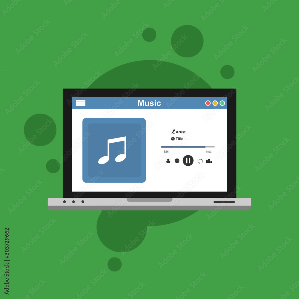 modern minimalistic media player user interface, easy to use and highly customizable. Modern vector illustration concept, isolated on colored background