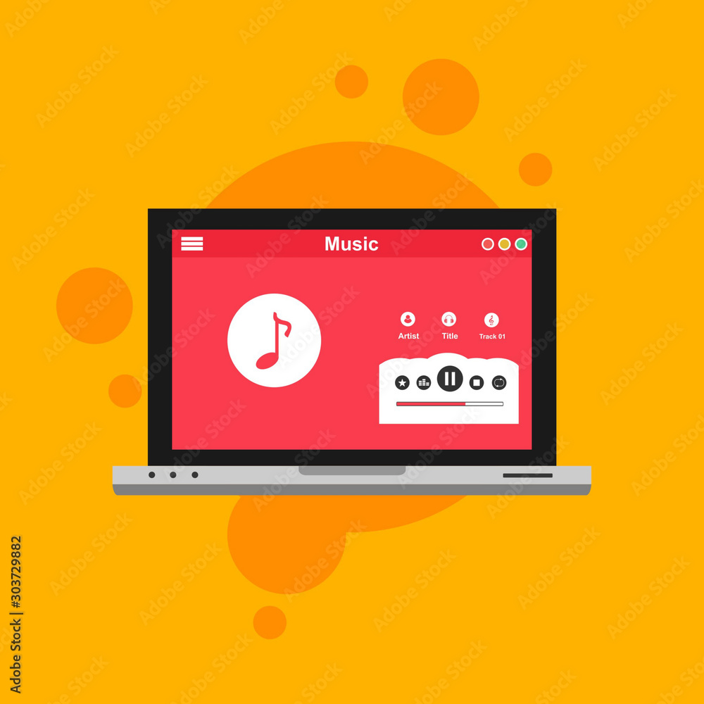 Online Music entertainment Vector Illustration Concept Showing a person accessing streaming website to enjoy their time, Suitable for landing page, ui, web, App Online Music entertainment Vector Illustration Concept Showing a person accessing streaming website to enjoy their time, Suitable for landing page, ui, web, App