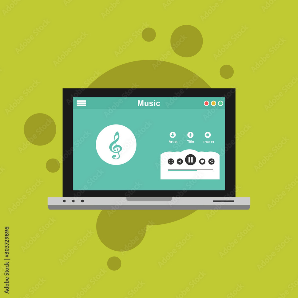 Online Music entertainment Vector Illustration Concept Showing a person accessing streaming website to enjoy their time, Suitable for landing page, ui, web, App Online Music entertainment Vector Illustration Concept Showing a person accessing streaming website to enjoy their time, Suitable for landing page, ui, web, App