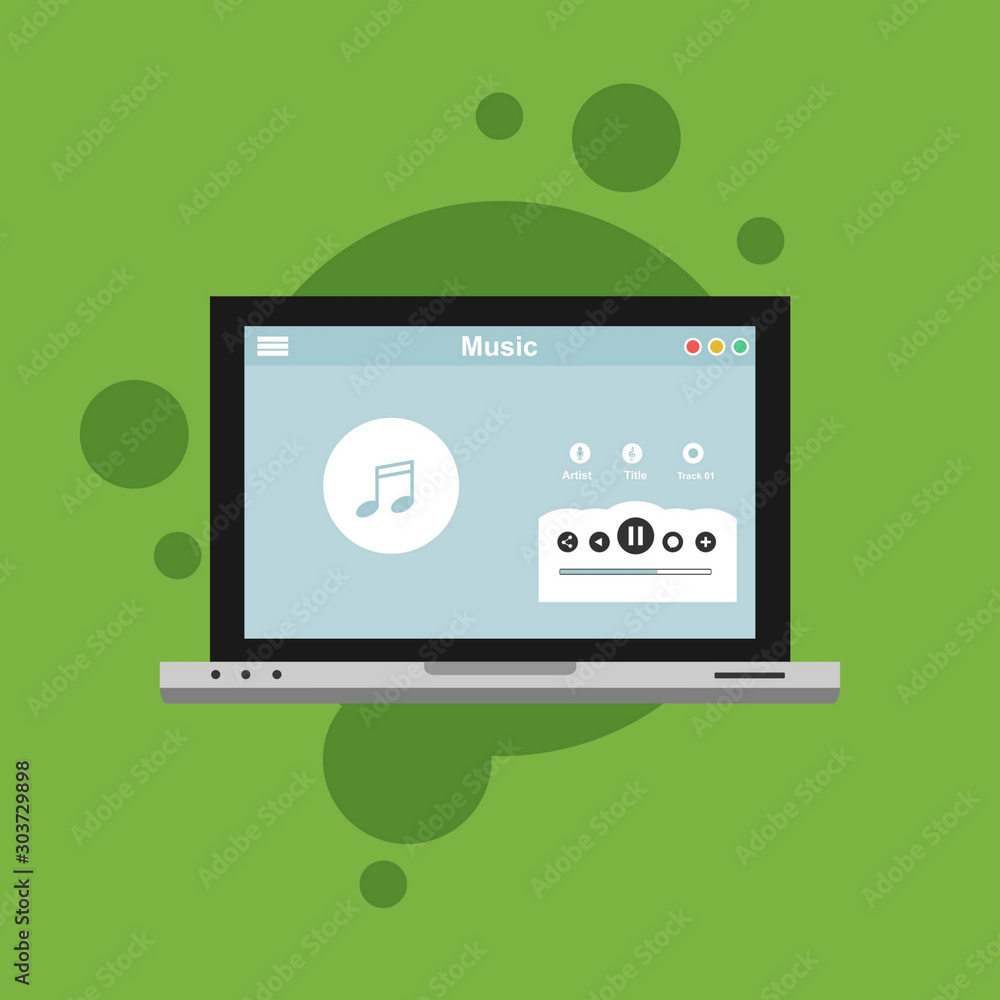 Online Music entertainment Vector Illustration Concept Showing a person accessing streaming website to enjoy their time, Suitable for landing page, ui, web, App