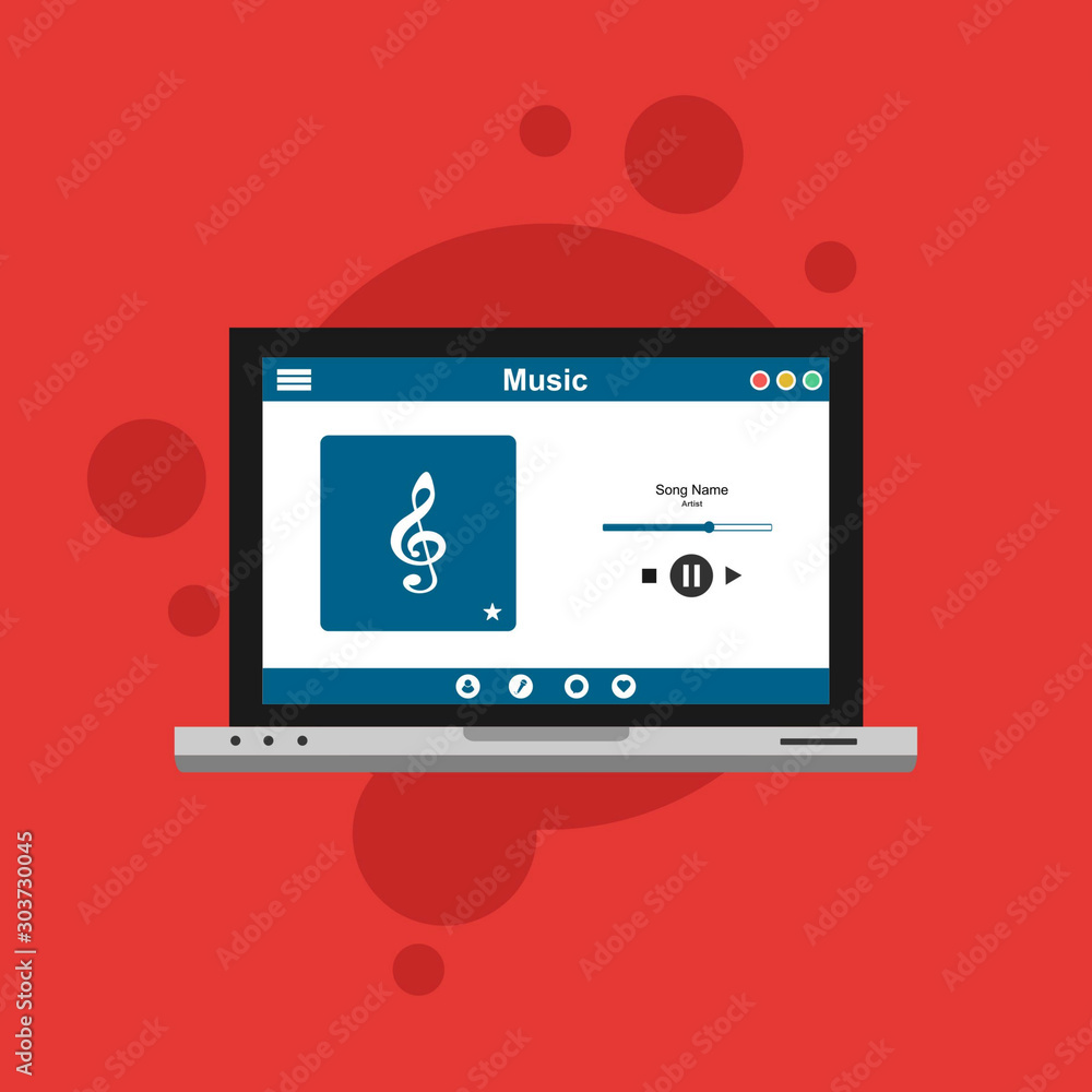 Musical mobile application.Development interface with UI ,UX design. easy to use and highly customizable. Modern vector illustration concept, isolated on colored background. Musical mobile application.Development interface with UI ,UX design. easy to use and highly customizable. Modern vector illustration concept, isolated on colored background.