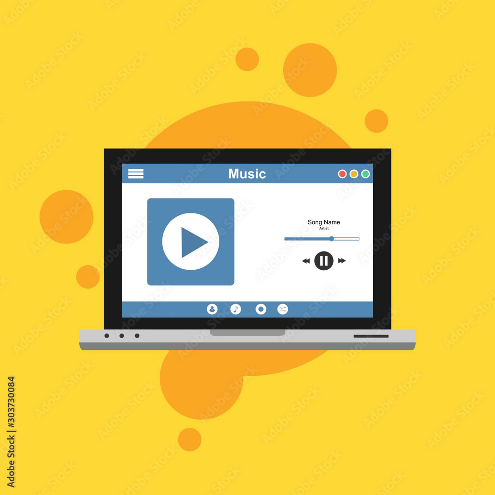 Musical mobile application.Development interface with UI ,UX design. easy to use and highly customizable. Modern vector illustration concept, isolated on colored background. Musical mobile application.Development interface with UI ,UX design. easy to use and highly customizable. Modern vector illustration concept, isolated on colored background.