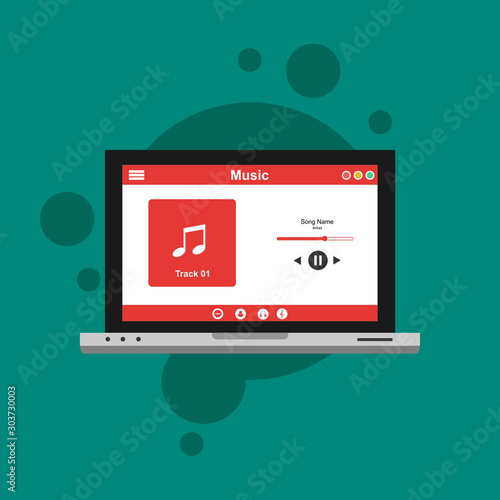 Musical mobile application.Development interface with UI ,UX design. easy to use and highly customizable. Modern vector illustration concept, isolated on colored background.