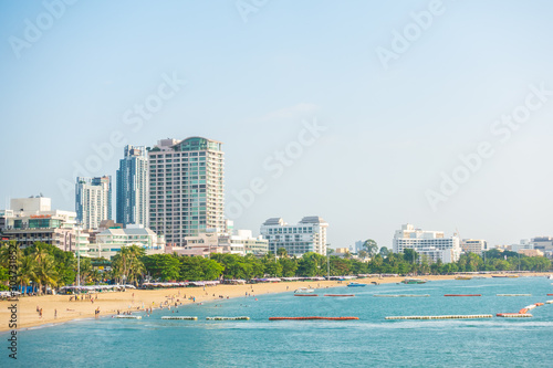 Pattaya Chonburi Thailand - 25 October 2019 Beautiful pattaya city with sea beach ocean in Chonburi Thailand