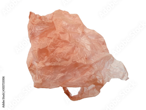 Red plastic bag isolated on white background. Red plastic for trash cans or shopping bag.
