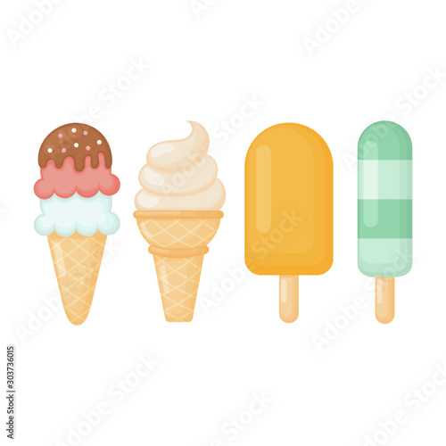 collection of ice cream isolated on white background. vector illustration.