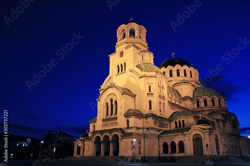 ブルガリア 夜のアレクサンドル・ネフスキー大聖堂