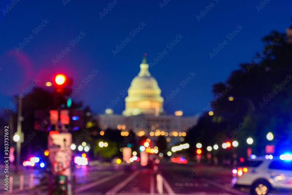 Φωτογραφία Close up of The United States Capitol Building with Blurred Background, Washingt