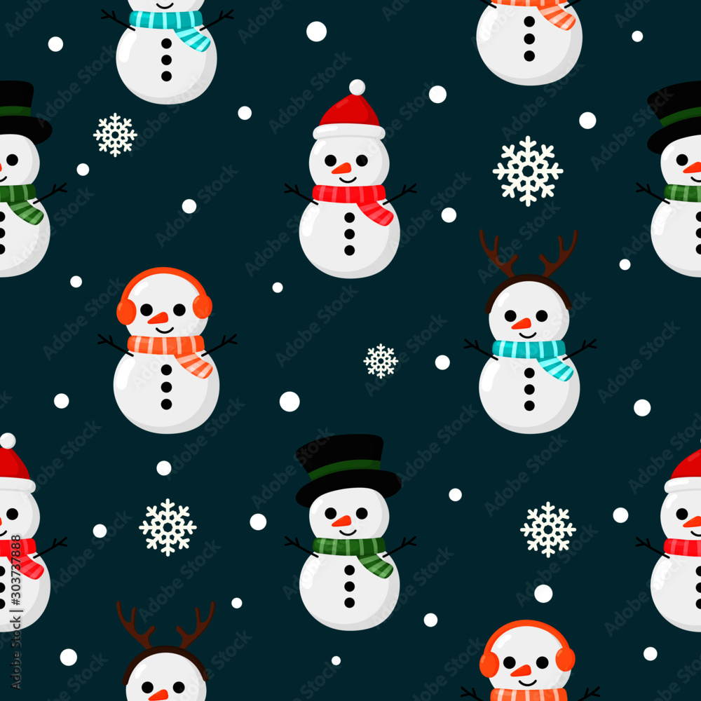 christmas seamless pattern with snowman isolated on blue background. vector Illustration. christmas seamless pattern with snowman isolated on blue background. vector Illustration.