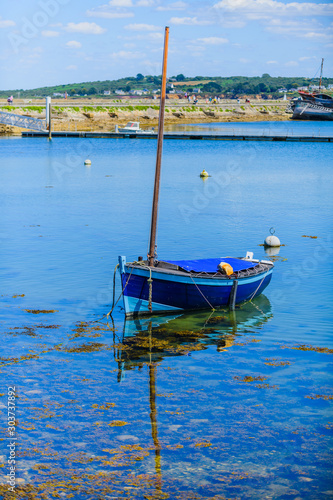 Landscape with a lonely boat in Camaret-sur-Mer . Finister. Brittany. France