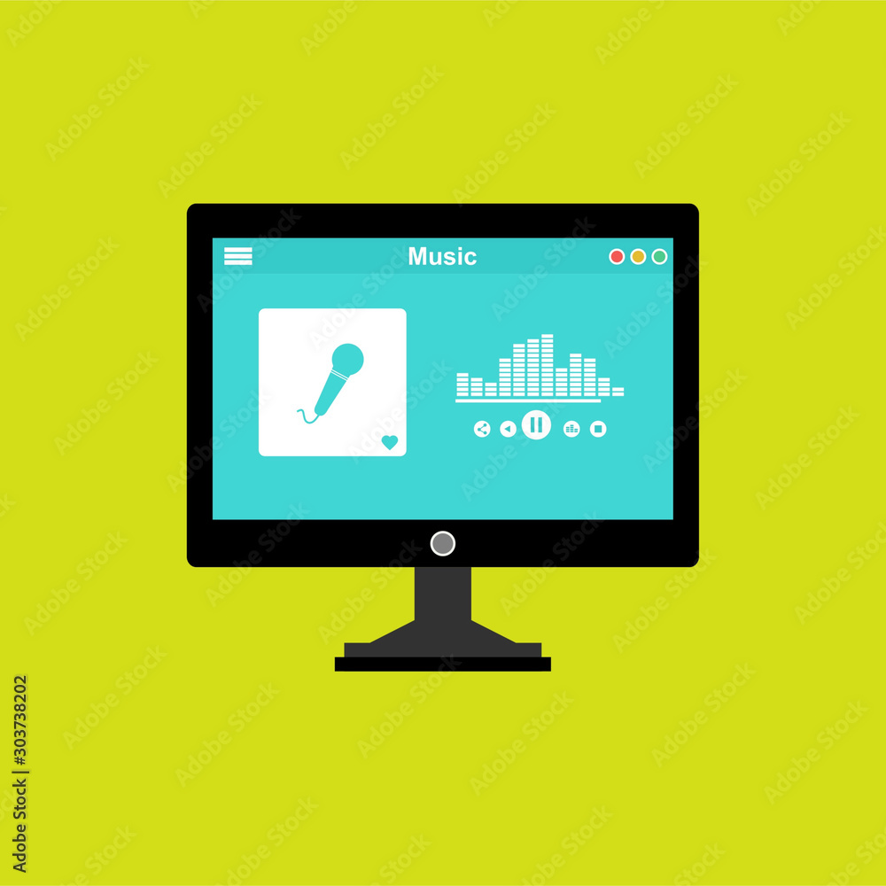 Media player application, easy to use and highly customizable. Modern vector illustration concept, isolated on colored background. Media player application, easy to use and highly customizable. Modern vector illustration concept, isolated on colored background.