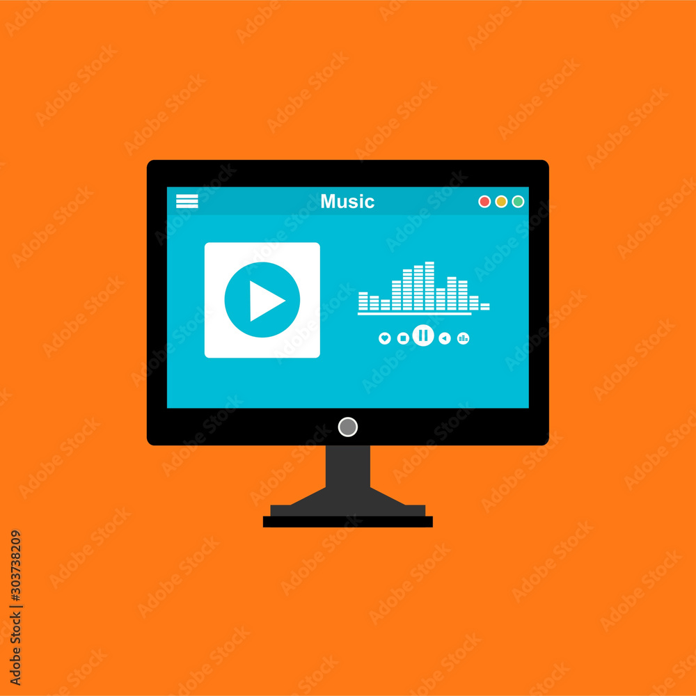 Media player application, easy to use and highly customizable. Modern vector illustration concept, isolated on colored background. Media player application, easy to use and highly customizable. Modern vector illustration concept, isolated on colored background.