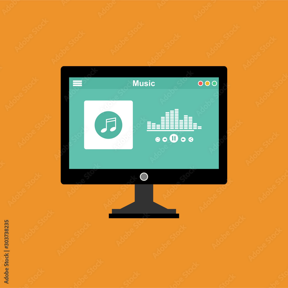 Media player application, easy to use and highly customizable. Modern vector illustration concept, isolated on colored background. Media player application, easy to use and highly customizable. Modern vector illustration concept, isolated on colored background.