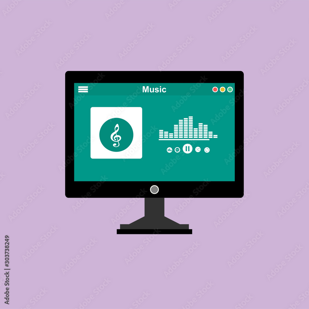 Media player application, easy to use and highly customizable. Modern vector illustration concept, isolated on colored background. Media player application, easy to use and highly customizable. Modern vector illustration concept, isolated on colored background.