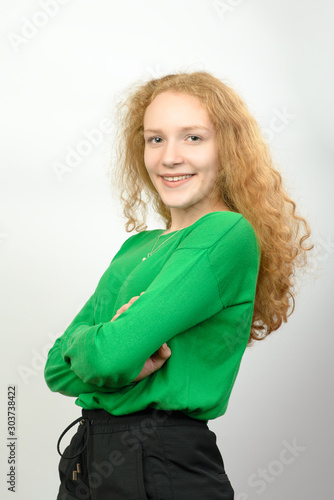 portrait happy young woman isolated