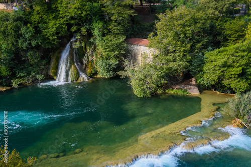 View of waterfalls and lakes in Krka National Park  Croatia